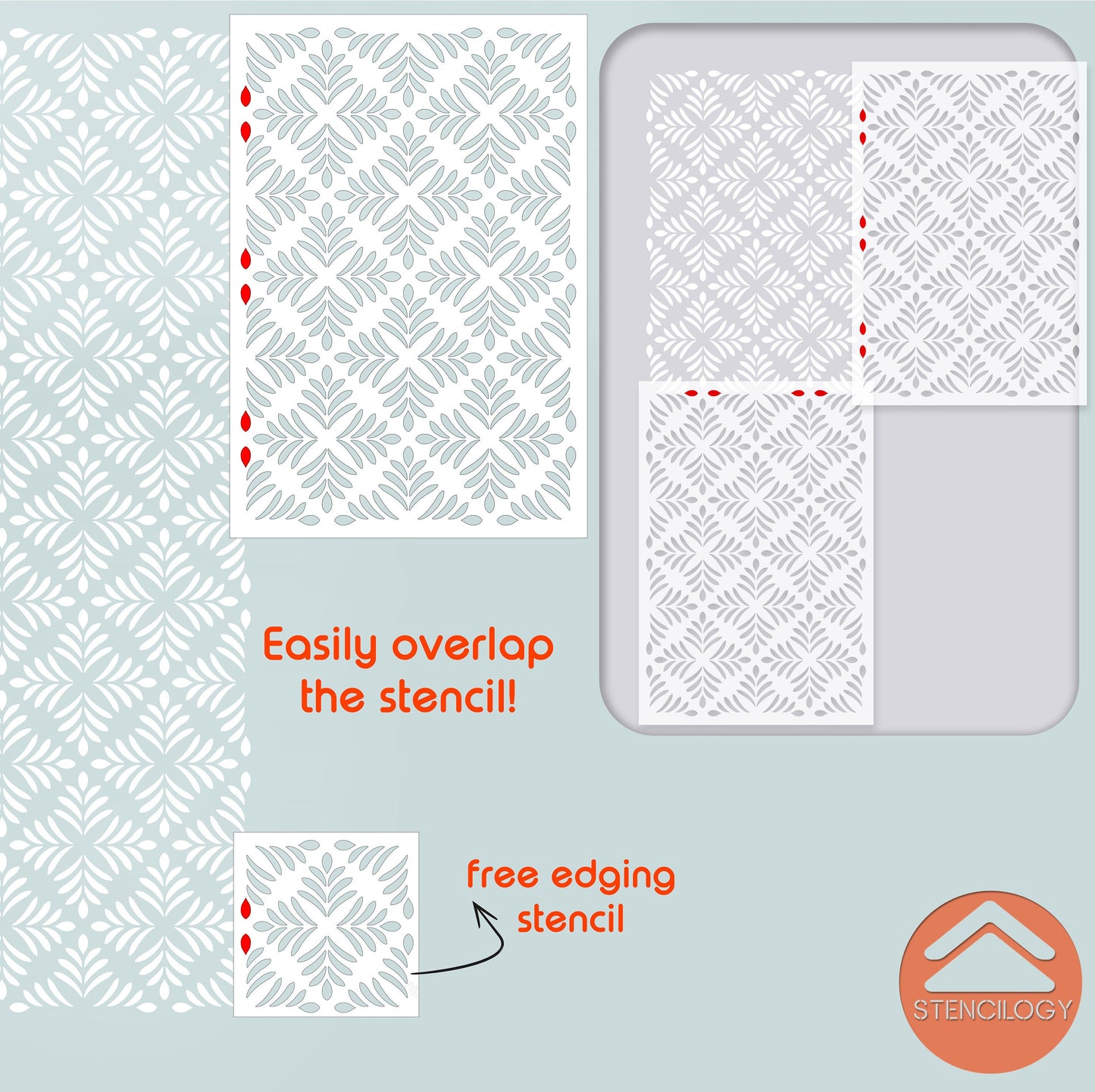 LOIRE - Large Floral Wall Stencil Pattern - View 6 | Stencilogy