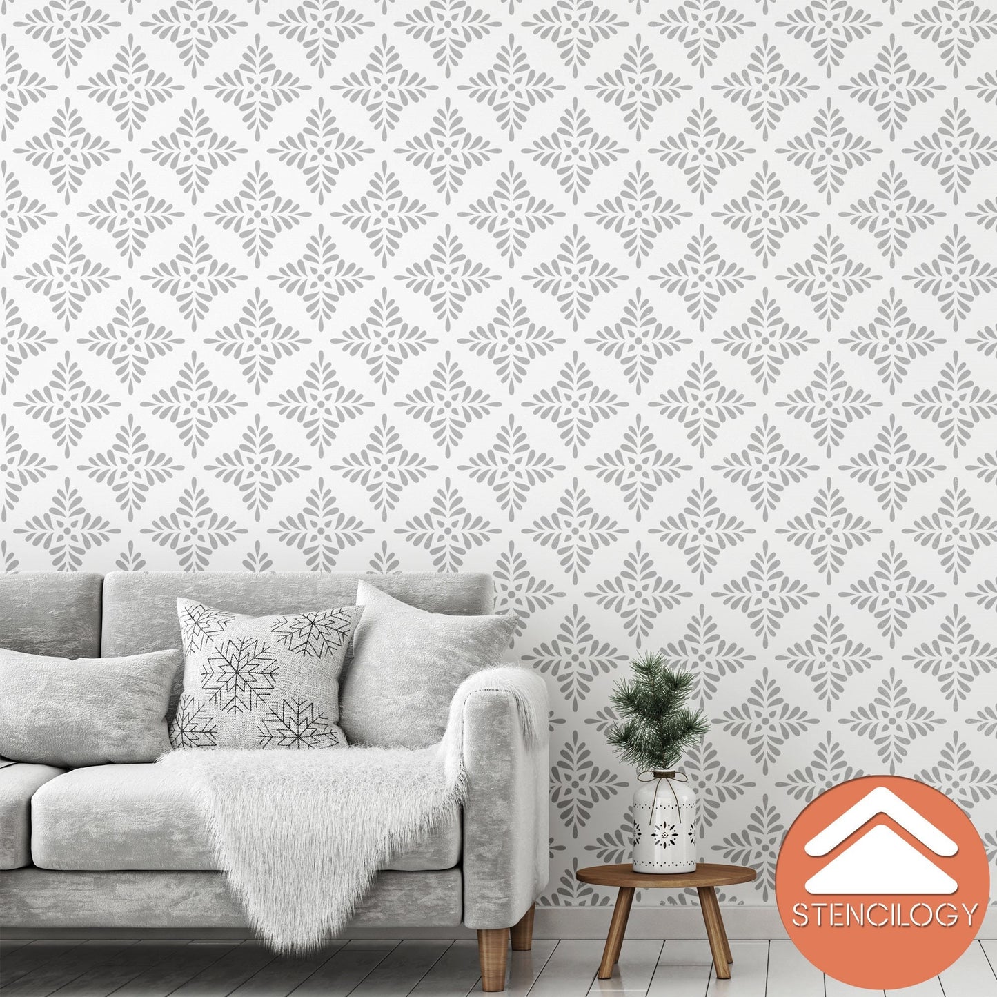 PECHORA - Large Floral Wall Stencil Pattern / Wall Stencils for Painting / Stencils For Walls / Flower Leaf Stencils / Damask WALL STENCIL