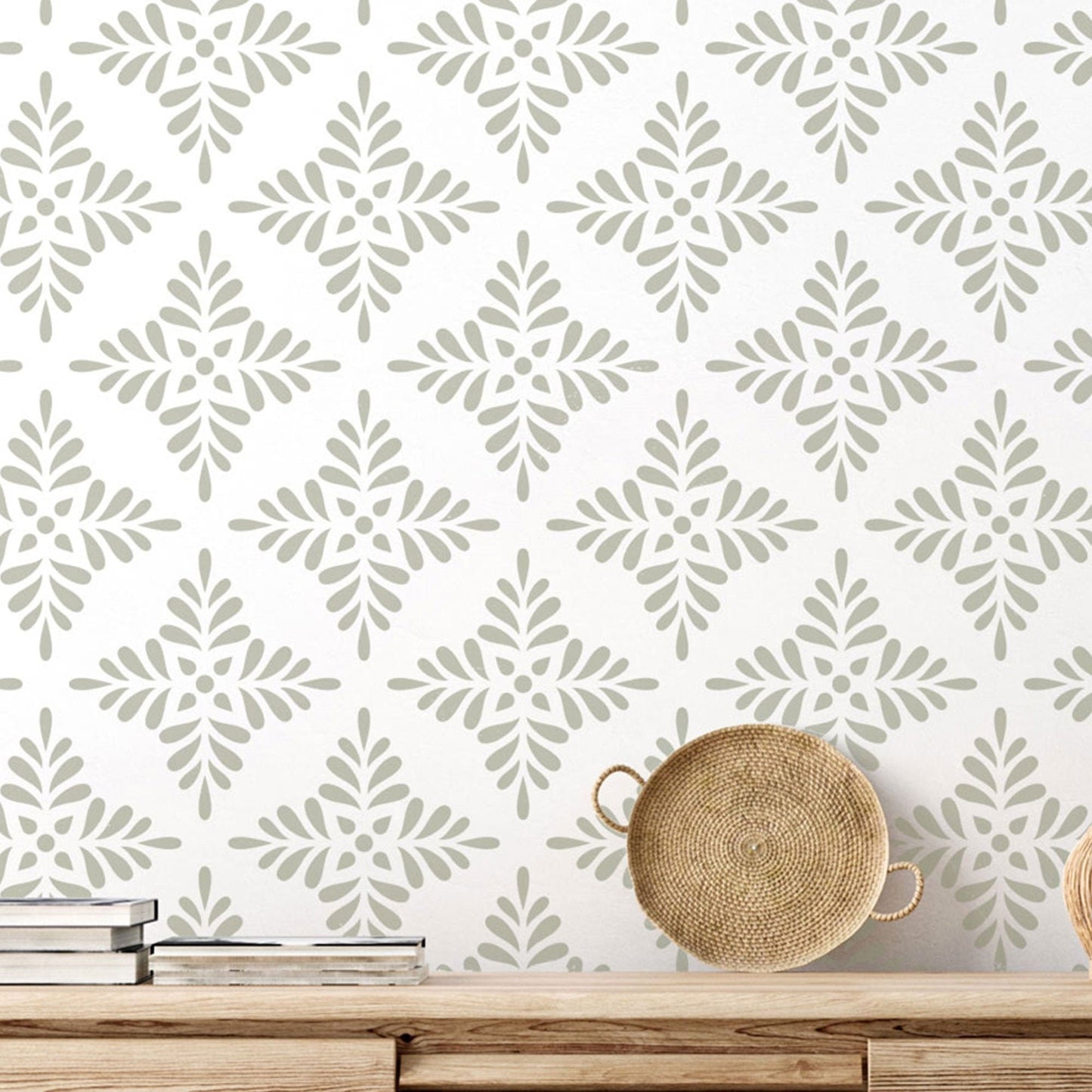 PECHORA - Large Floral Wall Stencil Pattern / Wall Stencils for Painting / Stencils For Walls / Flower Leaf Stencils / Damask WALL STENCIL