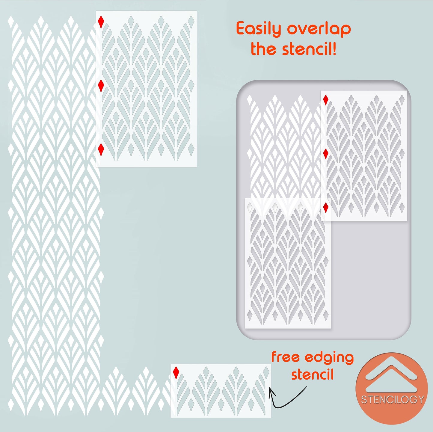 SEYHAN - Palm Leaf / Large Floral Wall Stencil / Large Wall Stencils for Painting / Stencils For Walls / Leaf Stencils / WALL STENCIL