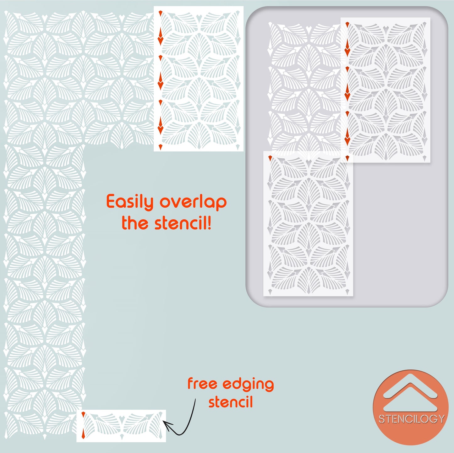 DANUBE - XL Wall Stencil - Palm Leaf / Large Floral Wall Stencil / Large Wall Stencils for Painting / Stencils For Walls / Leaf Stencils