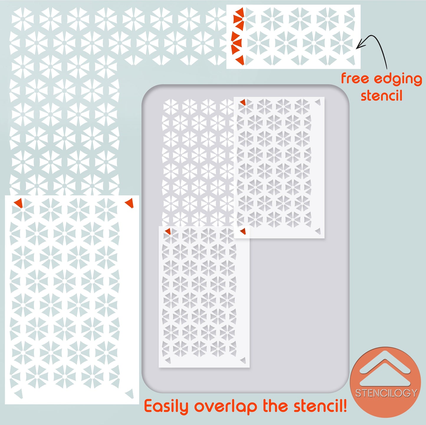 ARAS - Large Wall Stencil Pattern / Wall Stencils for Painting / Stencils For Walls / Flower Leaf Stencils / Geometric Large WALL STENCIL