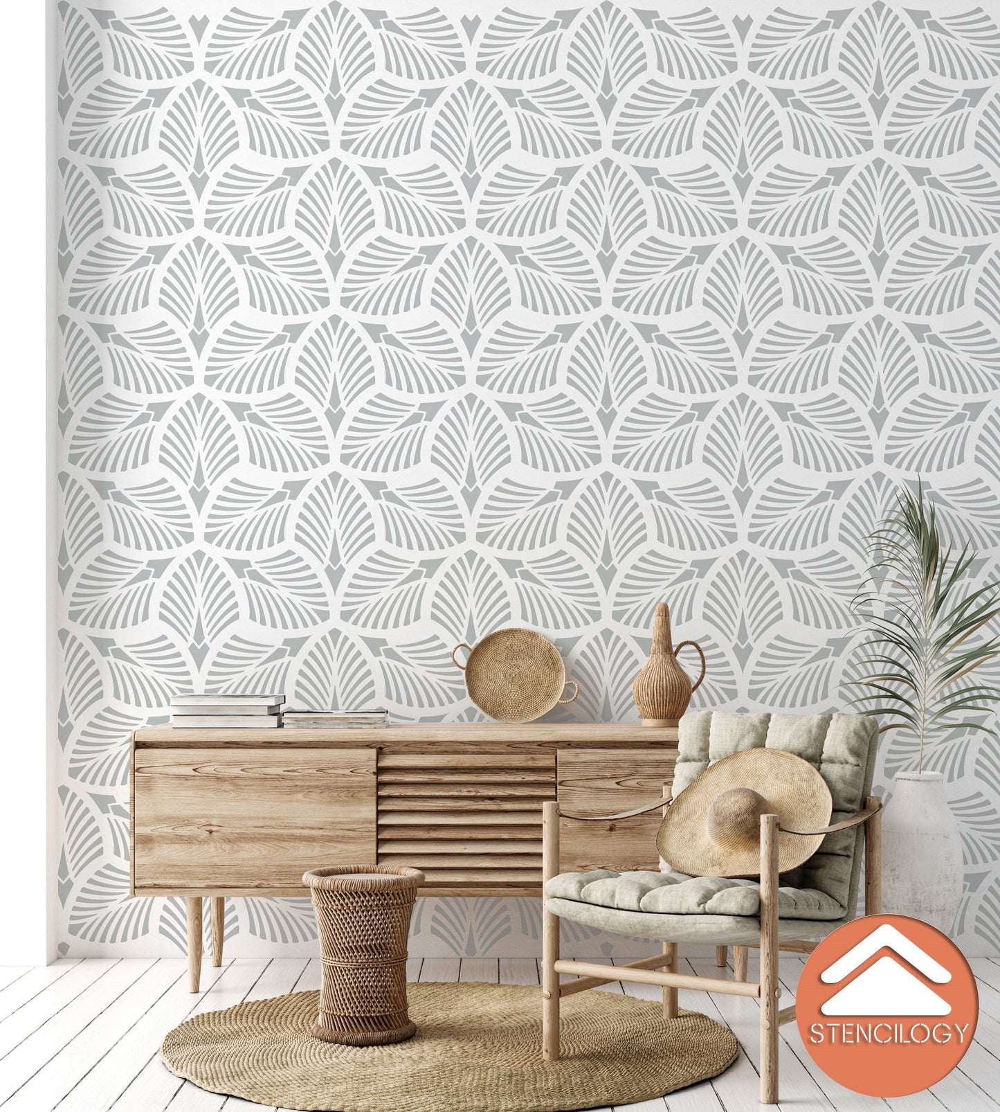 DANUBE - XL Wall Stencil - Palm Leaf / Large Floral Wall Stencil / Large Wall Stencils for Painting / Stencils For Walls / Leaf Stencils