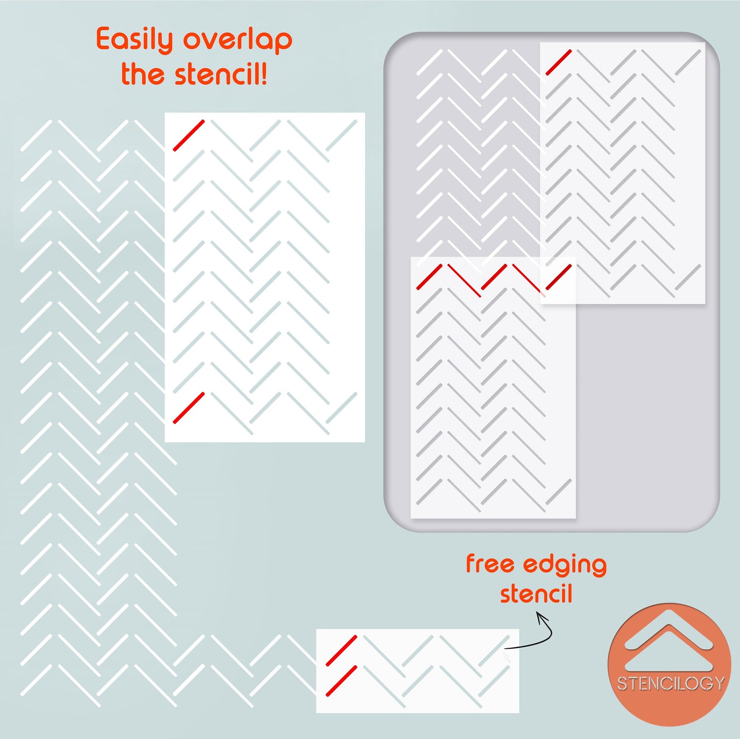 DICLE - Herringbone Stencil / Large Allover Wall Stencils for Painting / Stencils For Walls / Minimal Wall Stencil Pattern / WALL STENCIL