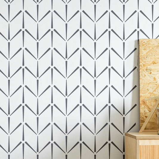 SEN - XL Wall Stencil Herringbone Boho/ Large Allover Wall Stencils for Painting / Stencils For Walls / Chevron Wall Stencil Pattern