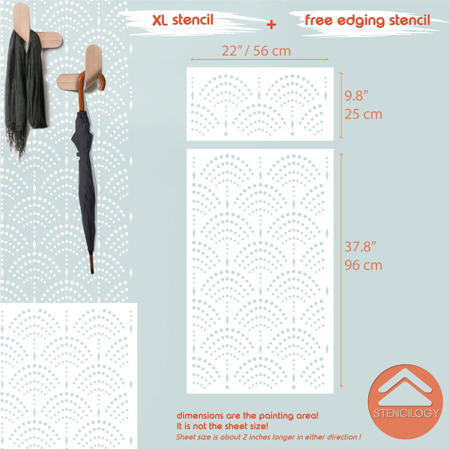 KARASU - Sashiko Stencil / Large Wall Stencil / Large Wall Stencils for Painting / Stencils For Walls / Damask Stencils / WALL STENCIL