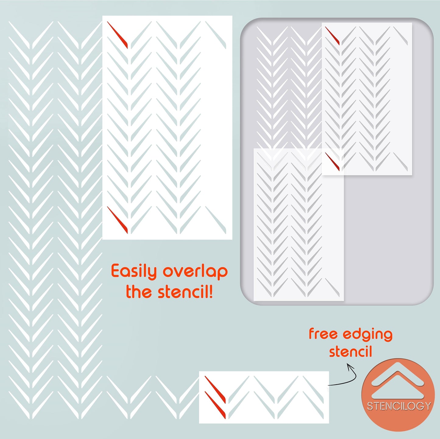 SARISU - XL Wall Stencil, Modern Stencil, Large Allover Wall Stencils for Painting, Large Ethnic Geometric Wall Stencil