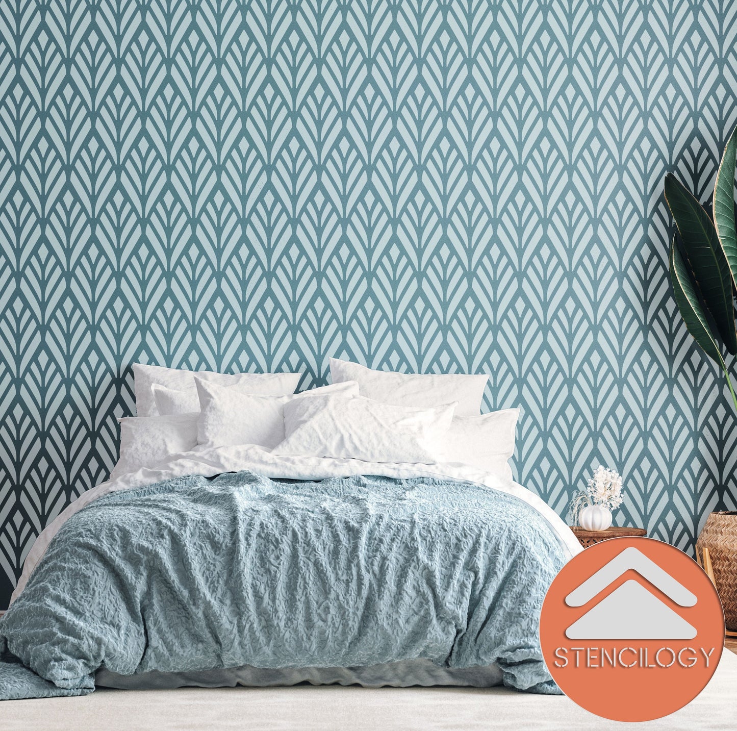 SEYHAN - Palm Leaf / Large Floral Wall Stencil / Large Wall Stencils for Painting / Stencils For Walls / Leaf Stencils / WALL STENCIL