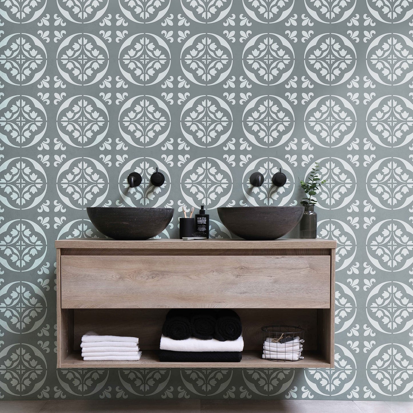 12"x12" Tile Stencil (2 Pack)  / Wall and Floor Stencil, Reusable for Painting, Furniture, Walls and Floors