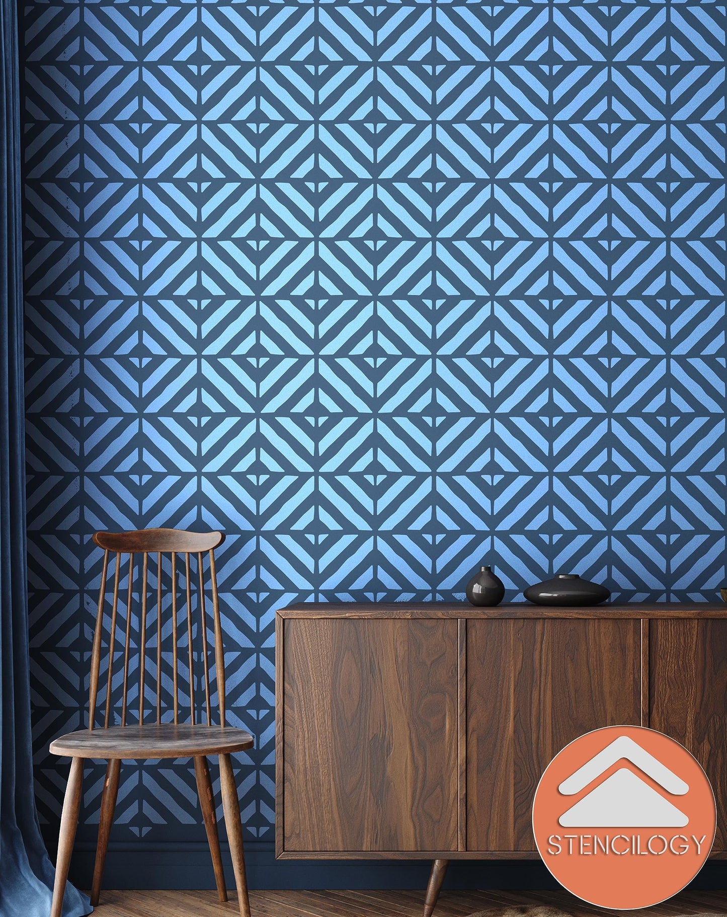 SAMARA- XL Wall Stencil, Modern Stencil, Large Allover Wall Stencils for Painting, Large Ethnic Geometric Wall Stencil