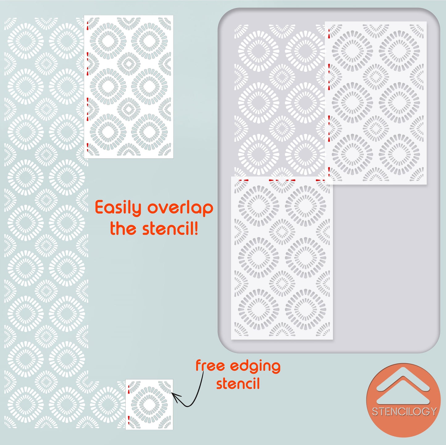 ASI - Large Floral Wall Stencil Pattern - View 6 | Stencilogy