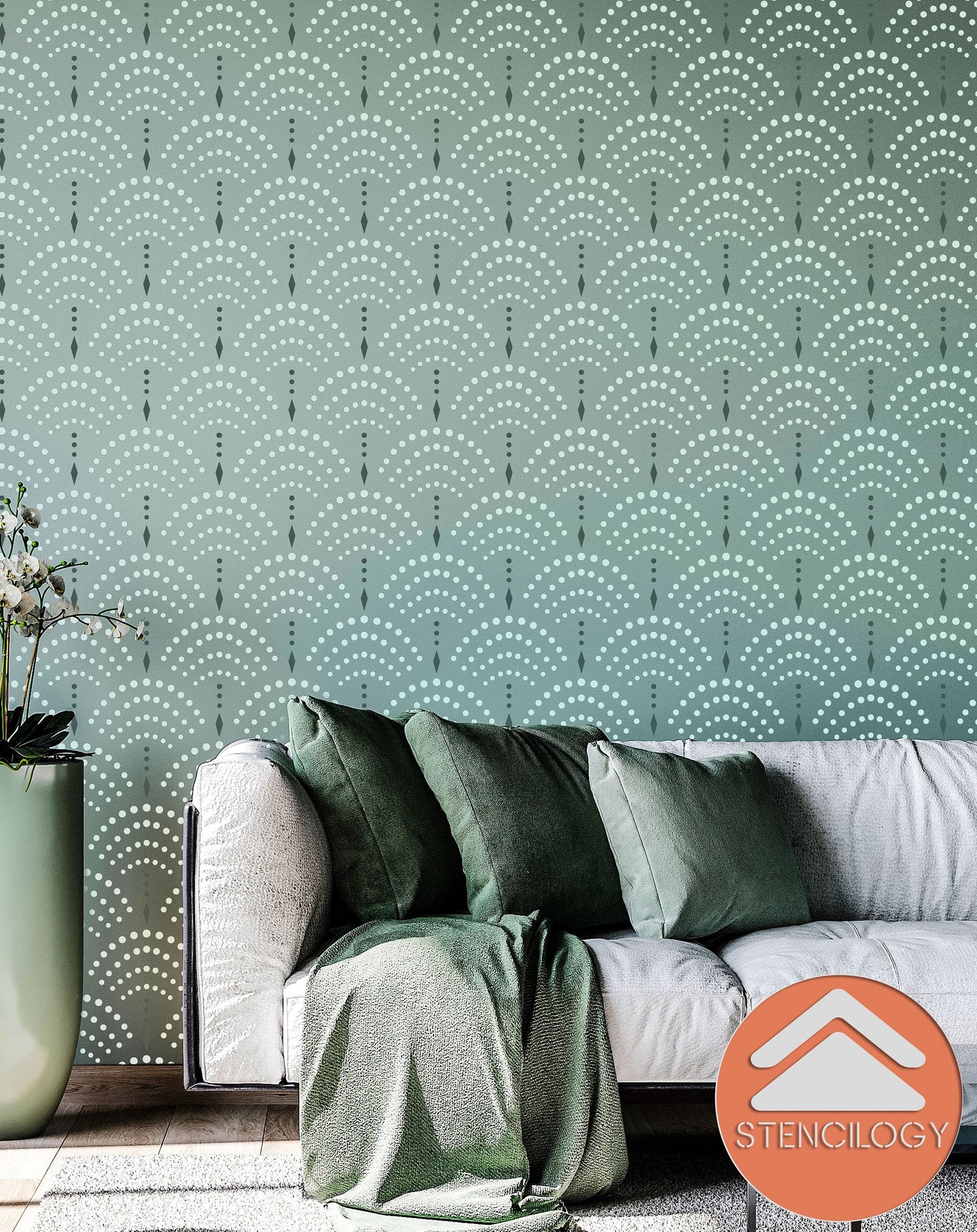 KARASU - Sashiko Stencil / Large Wall Stencil / Large Wall Stencils for Painting / Stencils For Walls / Damask Stencils / WALL STENCIL