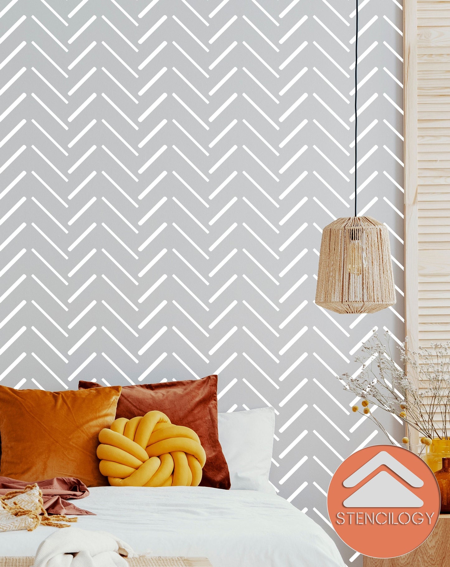 DICLE - Herringbone Stencil / Large Allover Wall Stencils for Painting / Stencils For Walls / Minimal Wall Stencil Pattern / WALL STENCIL