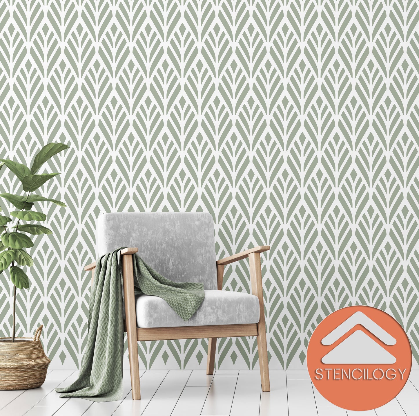 SEYHAN - Palm Leaf / Large Floral Wall Stencil / Large Wall Stencils for Painting / Stencils For Walls / Leaf Stencils / WALL STENCIL