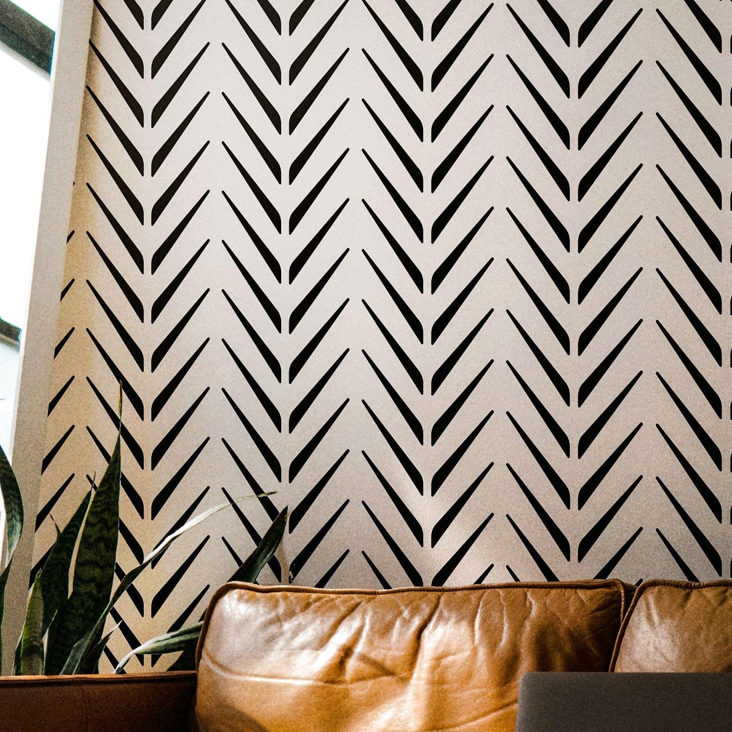 SARISU - XL Wall Stencil, Modern Stencil, Large Allover Wall Stencils for Painting, Large Ethnic Geometric Wall Stencil