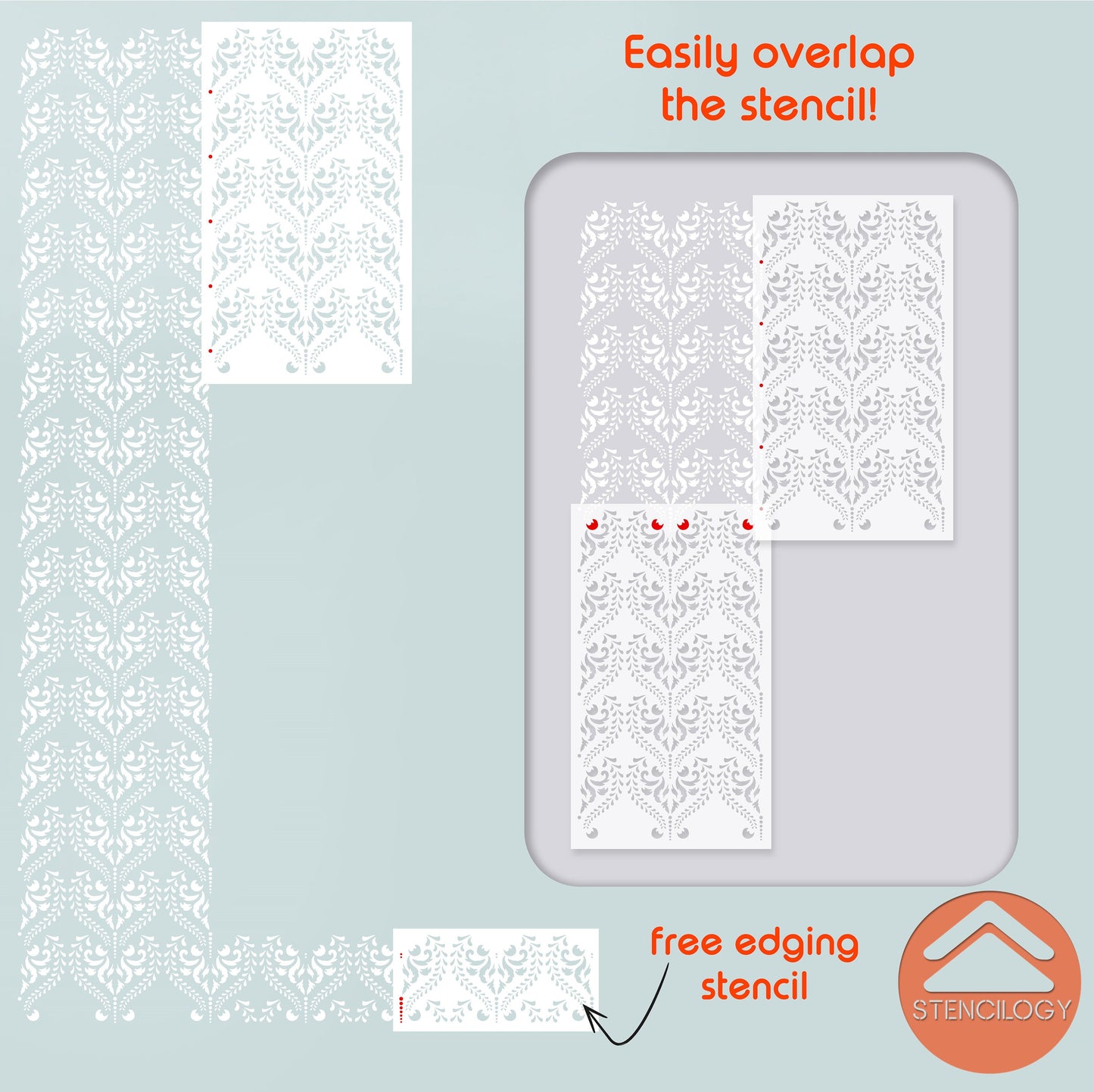 MAAS - Damask Stencil - View 7 | Stencilogy