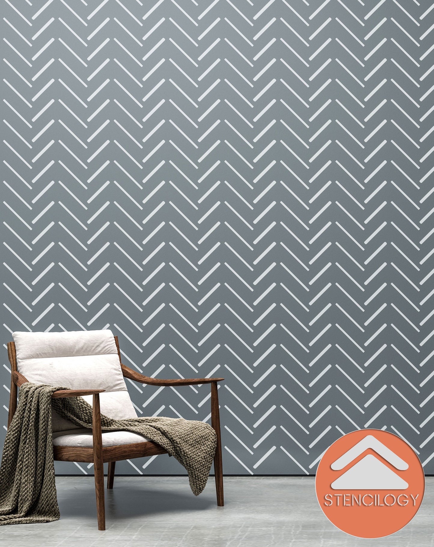 DICLE - Herringbone Stencil / Large Allover Wall Stencils for Painting / Stencils For Walls / Minimal Wall Stencil Pattern / WALL STENCIL