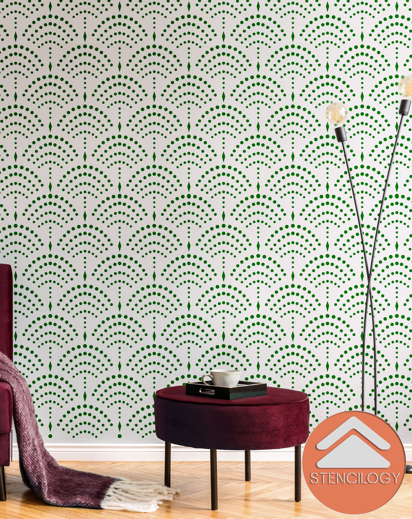 KARASU - Sashiko Stencil / Large Wall Stencil / Large Wall Stencils for Painting / Stencils For Walls / Damask Stencils / WALL STENCIL