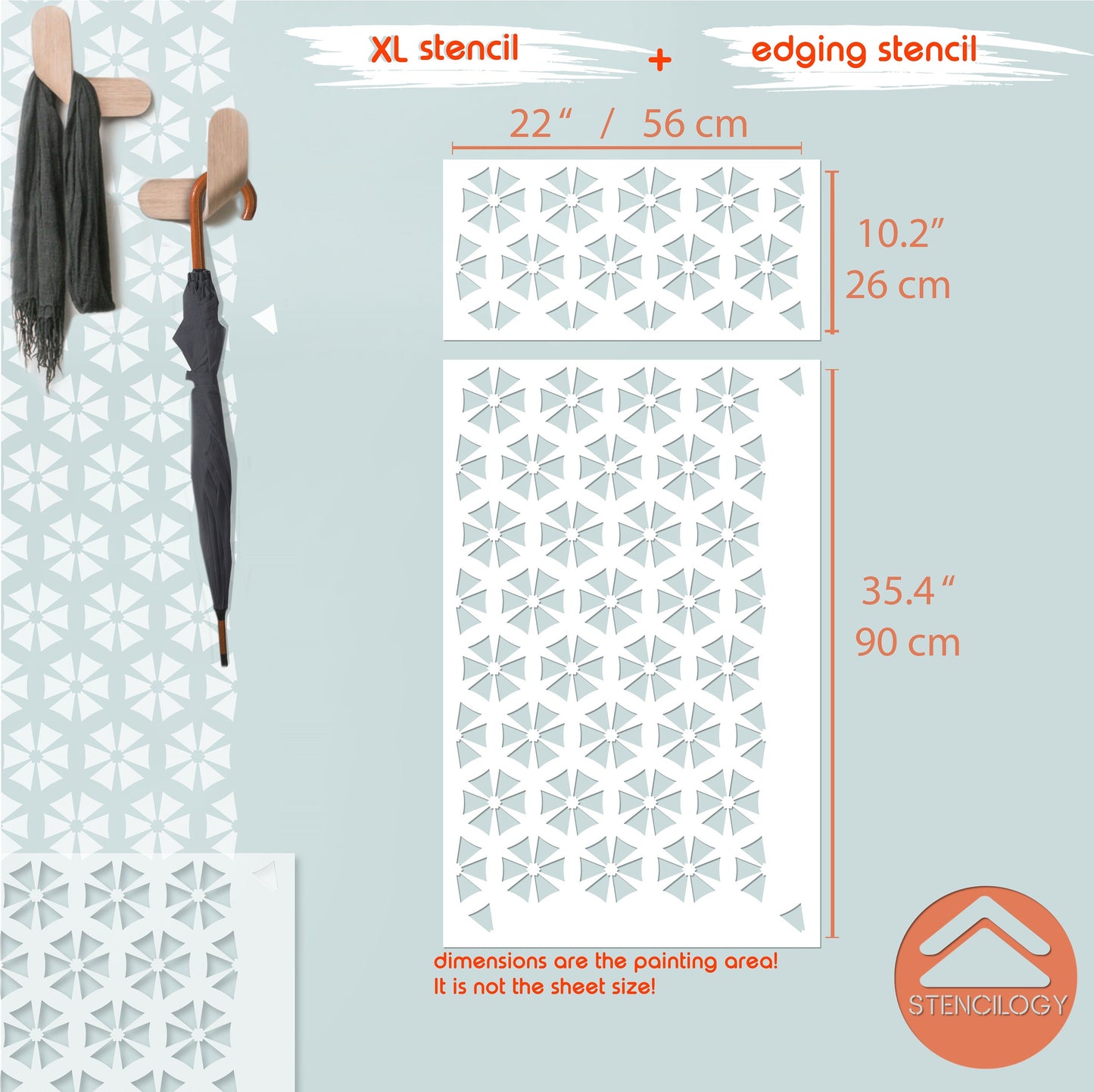 ARAS - Large Wall Stencil Pattern / Wall Stencils for Painting / Stencils For Walls / Flower Leaf Stencils / Geometric Large WALL STENCIL