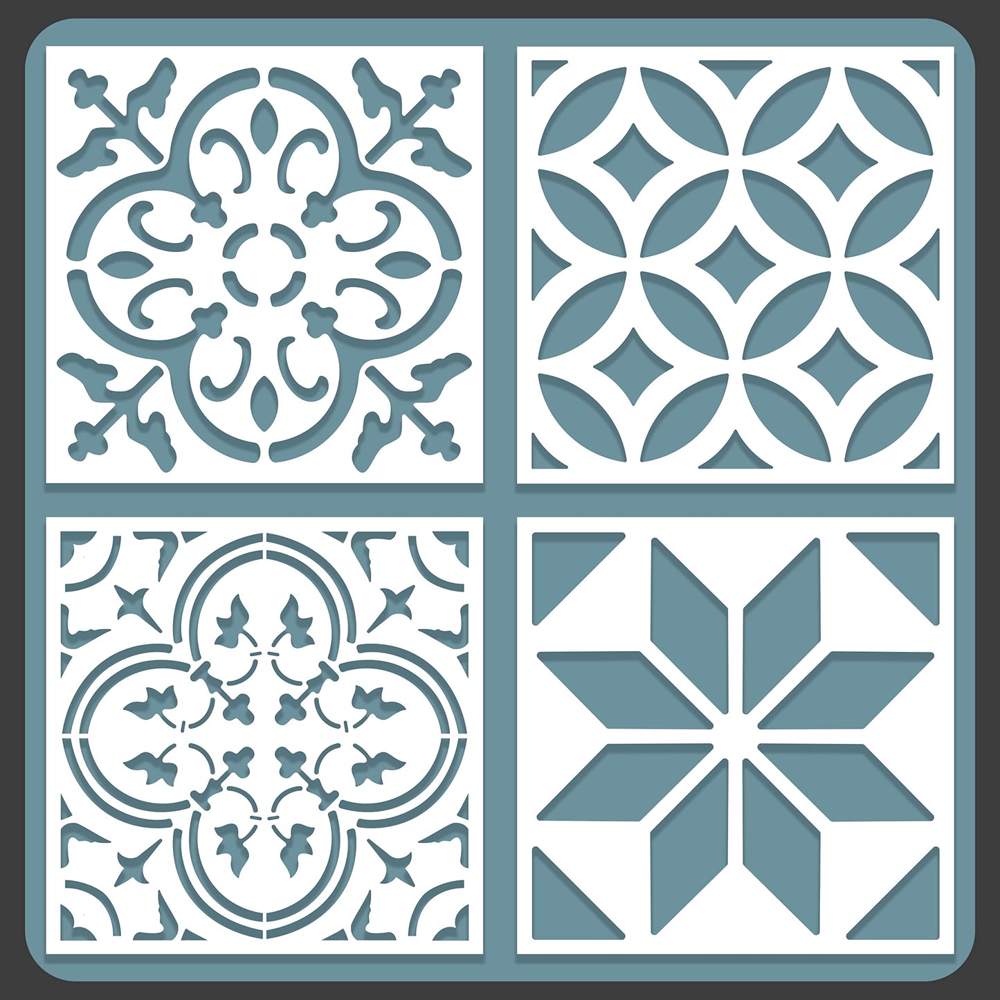 4 pcs. / Tile Stencil Set, Reusable Tile Stencils Set for Painting, Furniture, Floor/Household Paint Wall Stencils