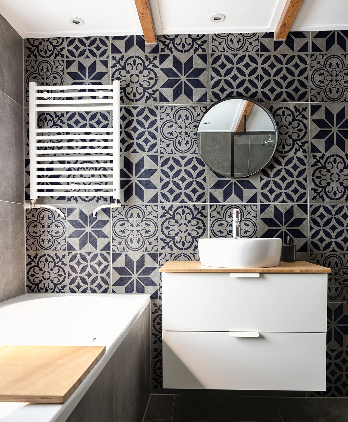 4 pcs. / Tile Stencil Set, Reusable Tile Stencils Set for Painting, Furniture, Floor/Household Paint Wall Stencils