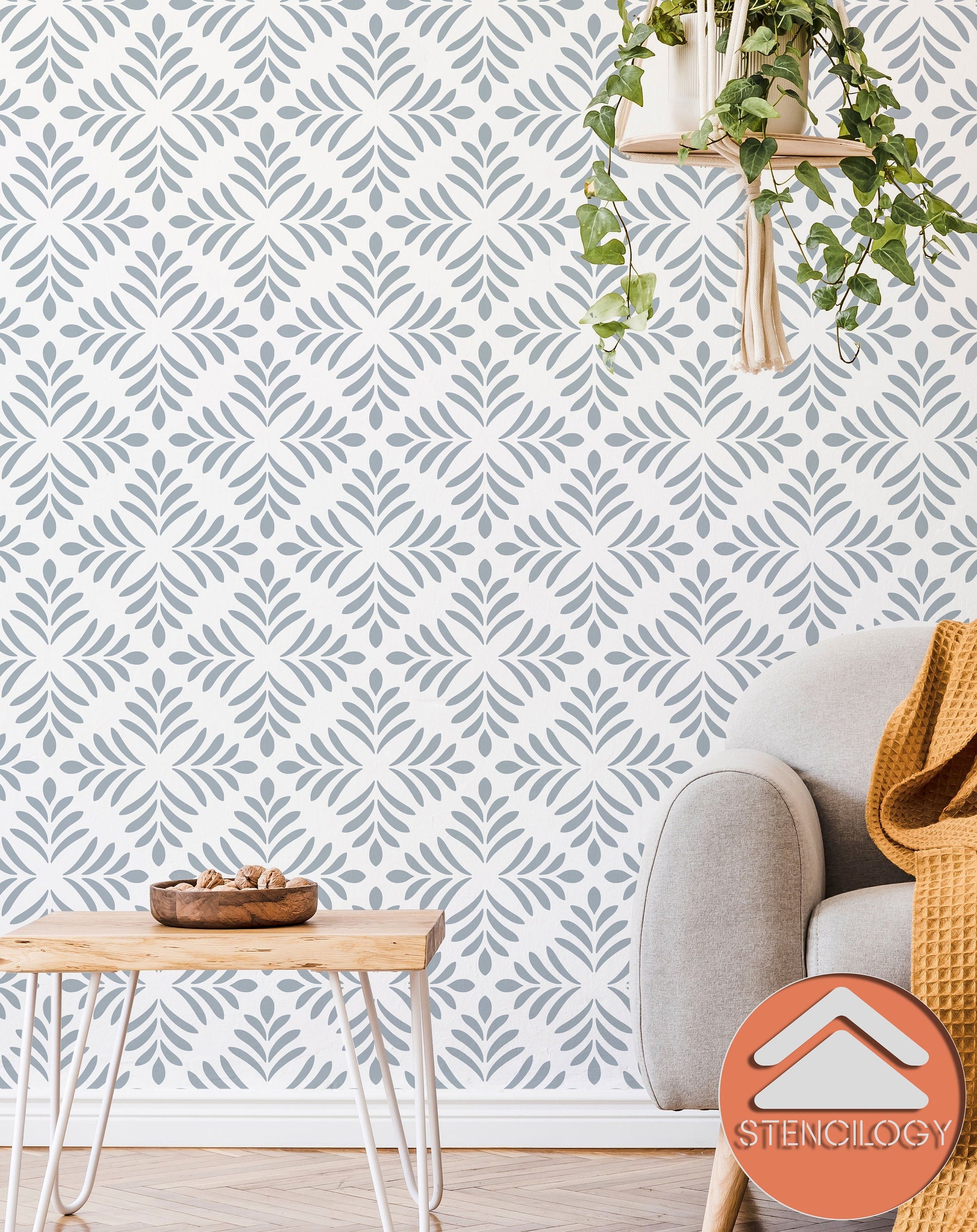 LOIRE - Large Floral Wall Stencil Pattern - View 5 | Stencilogy