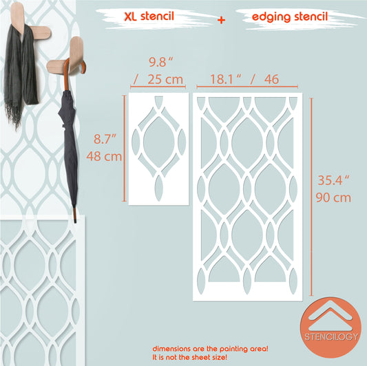 ONEGA - Large Floral Wall Stencil Pattern / Wall Stencils for Painting / Stencils For Walls / Trellis stencils / Large WALL STENCIL / Damask