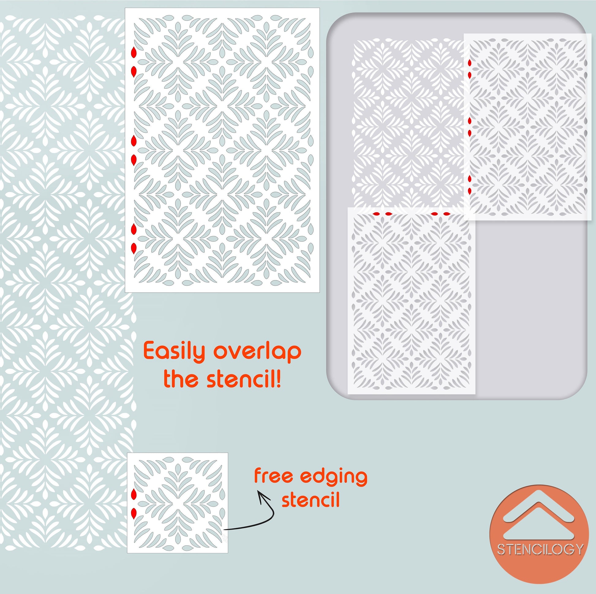 LOIRE - Large Floral Wall Stencil Pattern - View 6 | Stencilogy