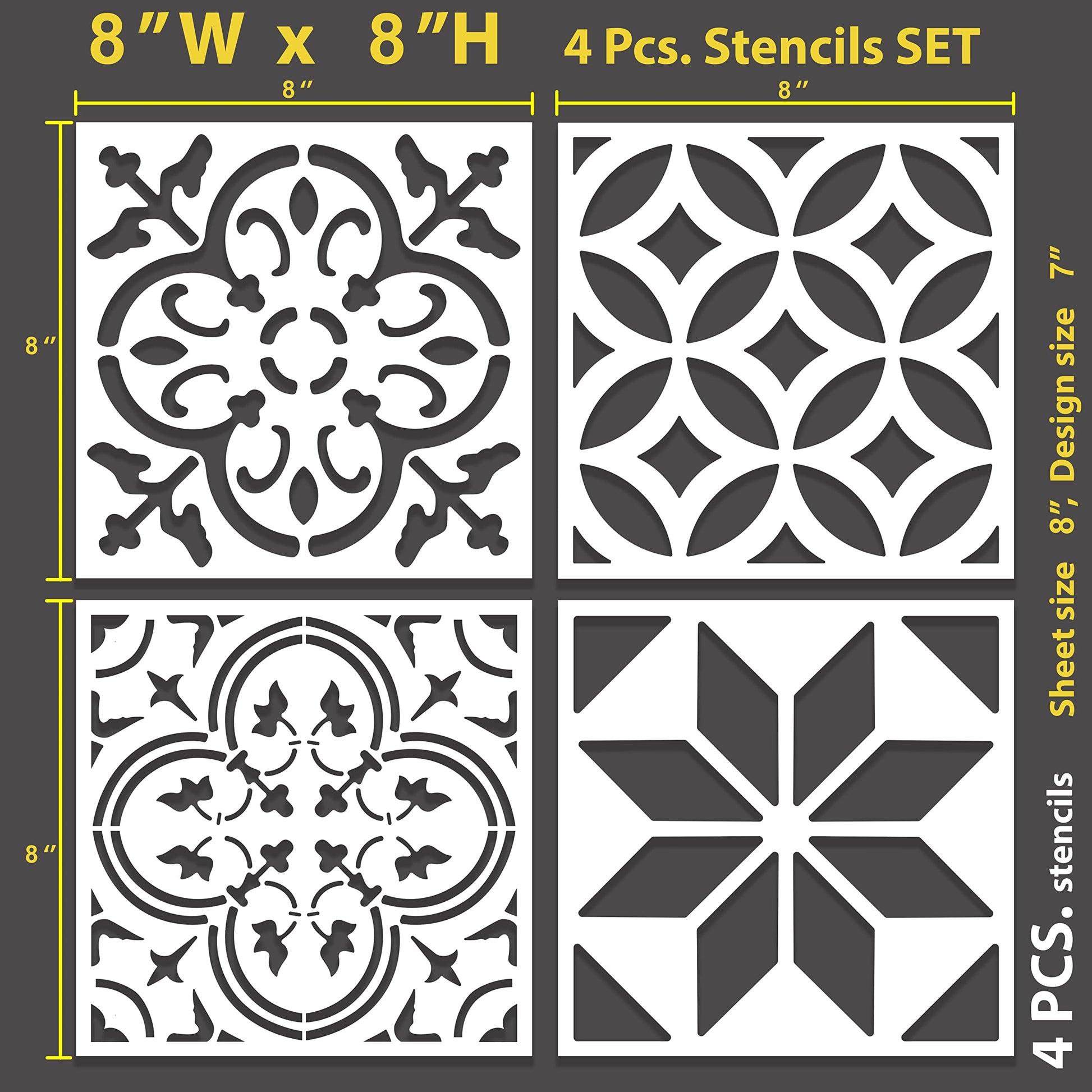 4 pcs. Stencil - View 3 | Stencilogy