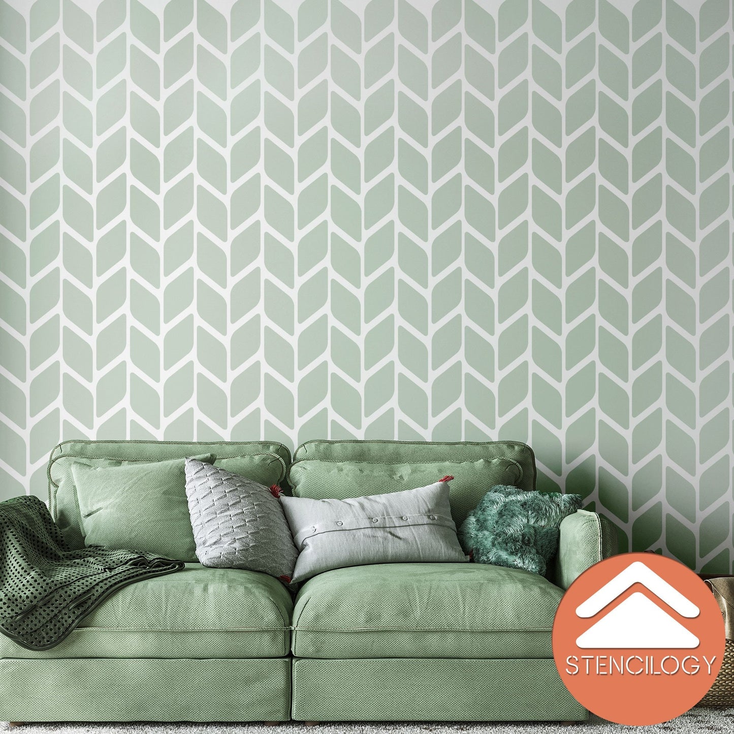TUNA - Herringbone - Chevron Stencil - View 4 | Stencilogy