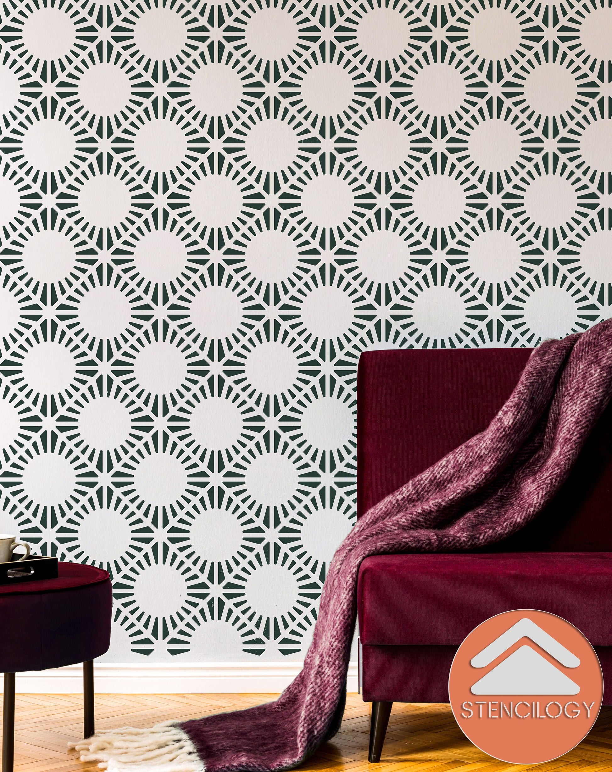 ARNO - Large Wall Stencil Pattern - View 4 | Stencilogy
