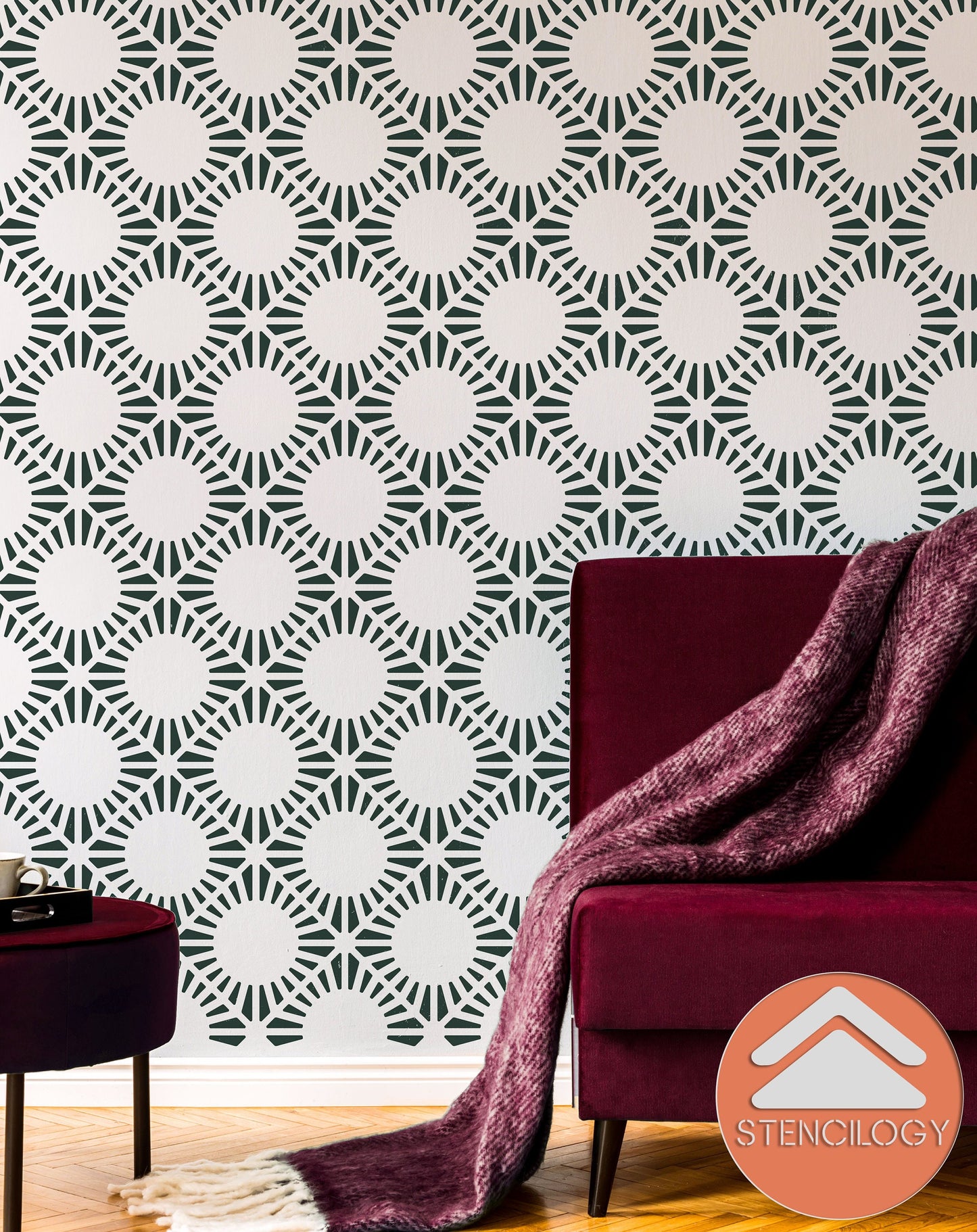 ARNO - Large Wall Stencil Pattern / Wall Stencils for Painting / Stencils For Walls / Modern Floral Stencils / Geometric WALL STENCIL