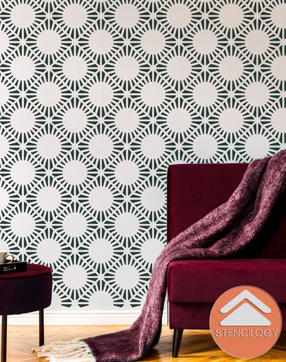 ARNO - Large Wall Stencil Pattern / Wall Stencils for Painting / Stencils For Walls / Modern Floral Stencils / Geometric WALL STENCIL