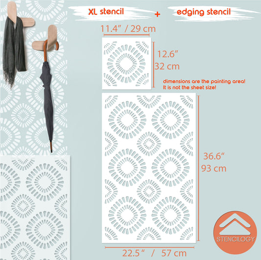 ASI - Large Floral Wall Stencil Pattern / Large Wall Stencils for Painting / Stencils For Walls / Flower Leaf Stencils / Large WALL STENCIL