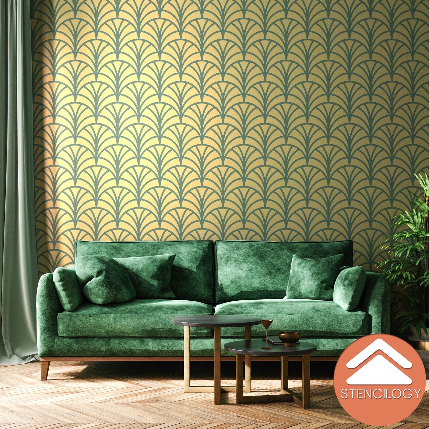 ELBE - Large Floral Wall Stencil Pattern - View 4 | Stencilogy