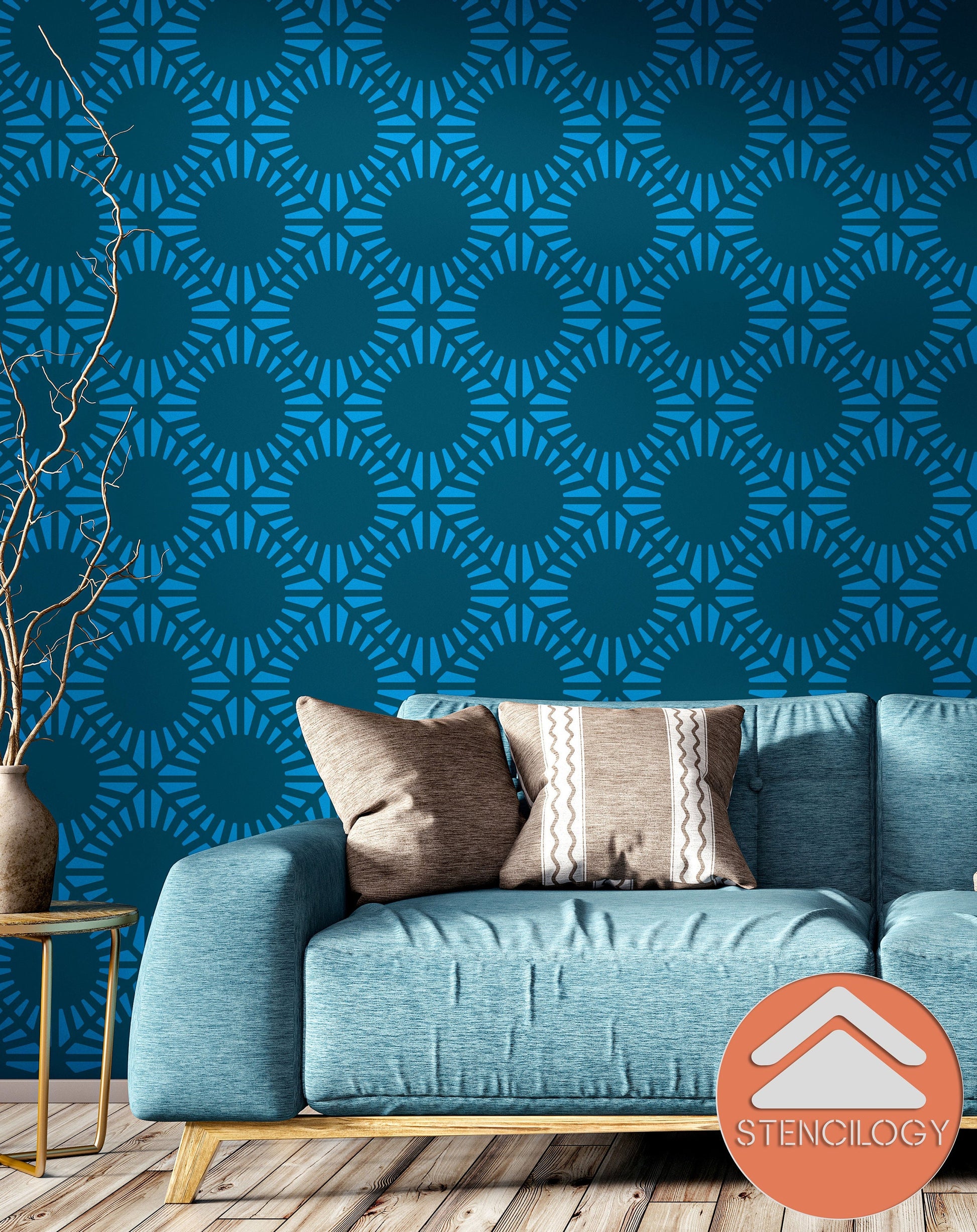 ARNO - Large Wall Stencil Pattern - View 3 | Stencilogy