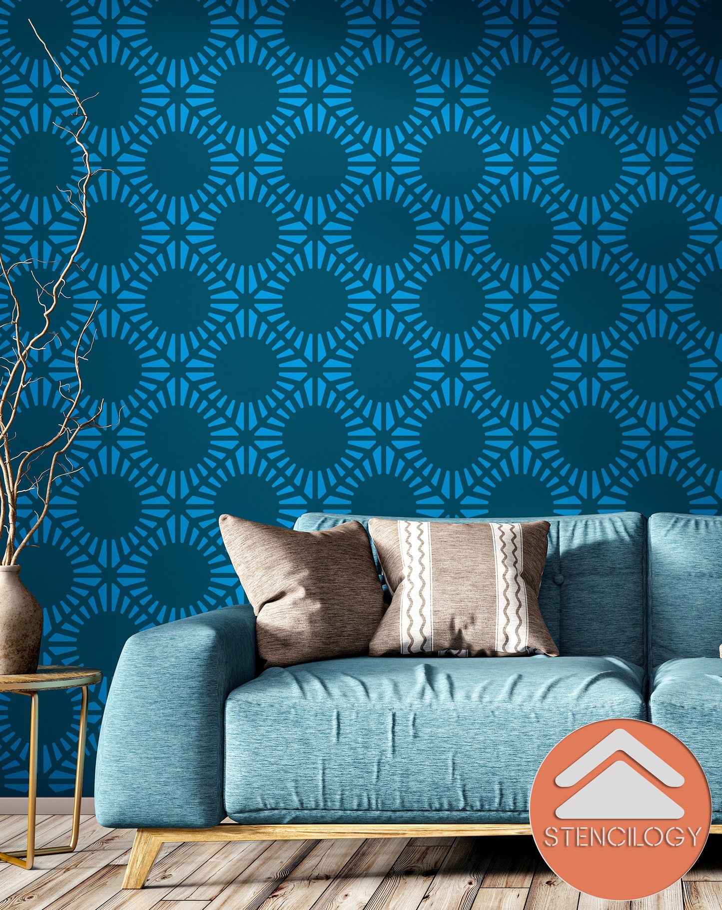 ARNO - Large Wall Stencil Pattern / Wall Stencils for Painting / Stencils For Walls / Modern Floral Stencils / Geometric WALL STENCIL