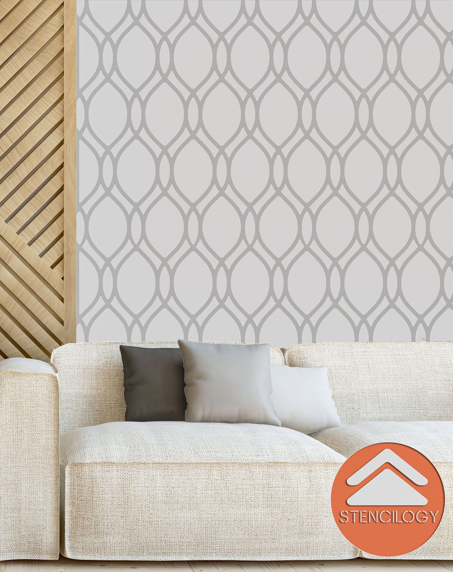 ONEGA - Large Floral Wall Stencil Pattern - View 3 | Stencilogy