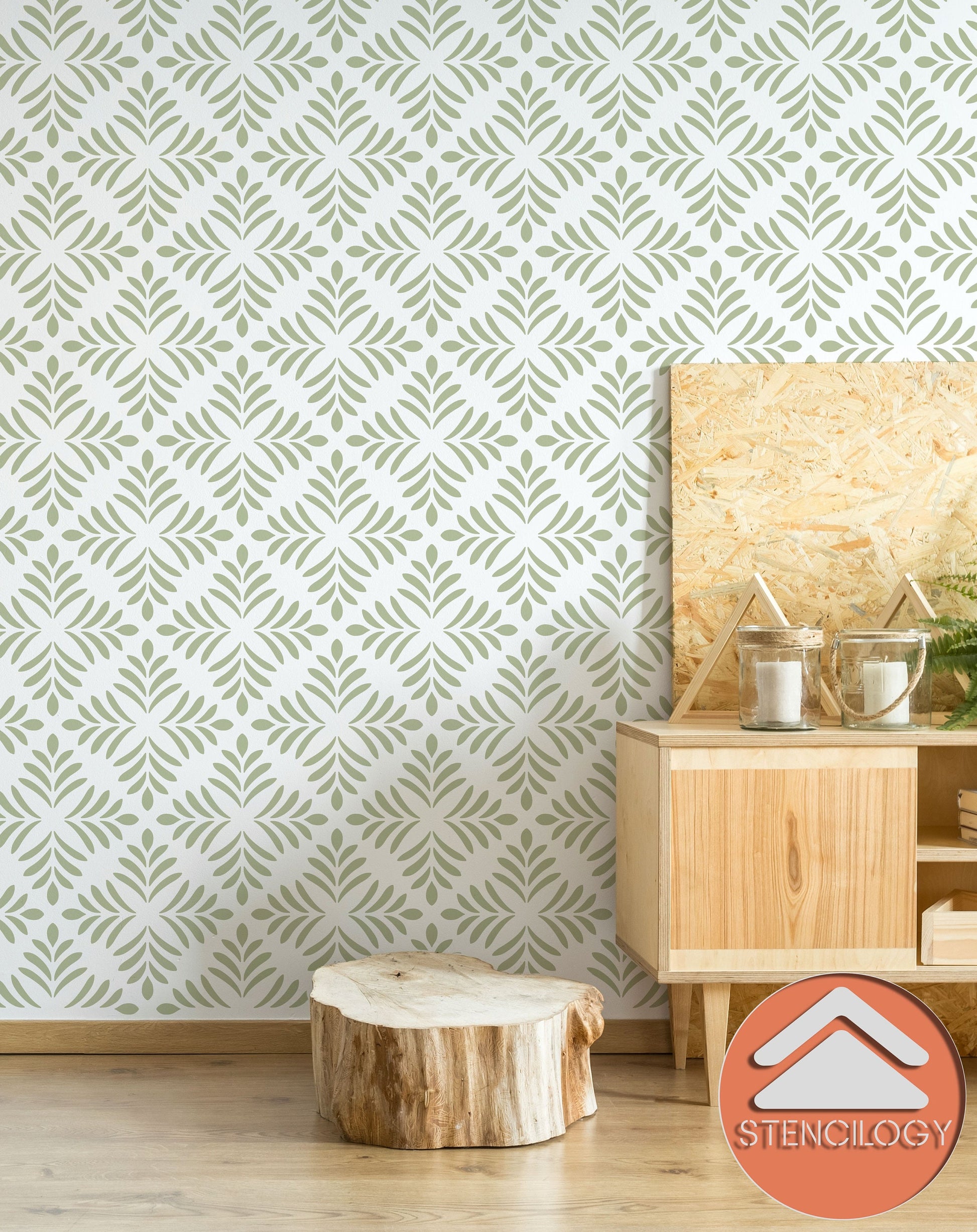 LOIRE - Large Floral Wall Stencil Pattern - View 4 | Stencilogy