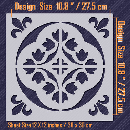 12"x12" Tile Stencil (2 Pack)  / Wall and Floor Stencil, Reusable for Painting, Furniture, Walls and Floors
