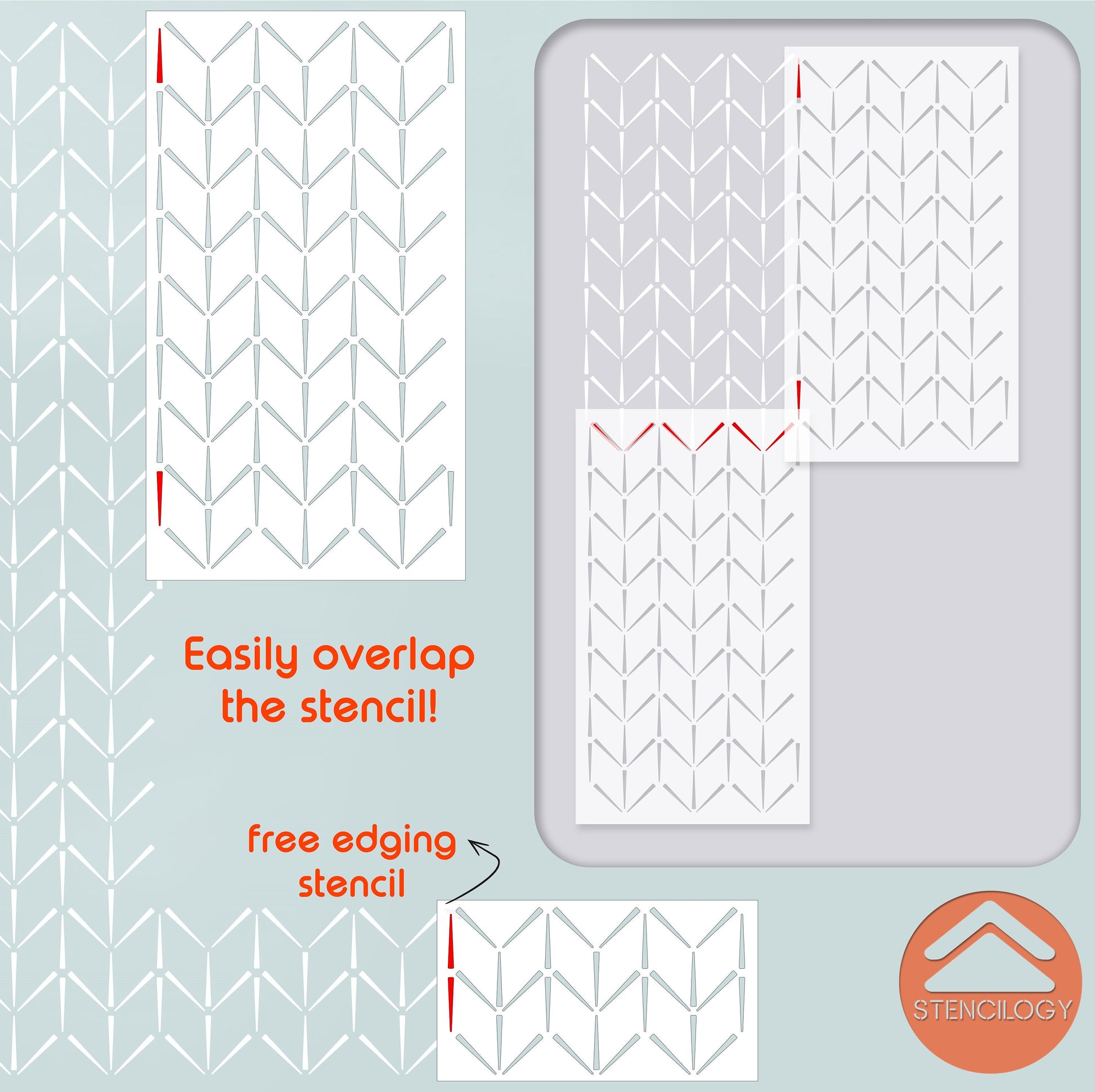 SEN - XL Wall Stencil Herringbone Boho - View 6 | Stencilogy