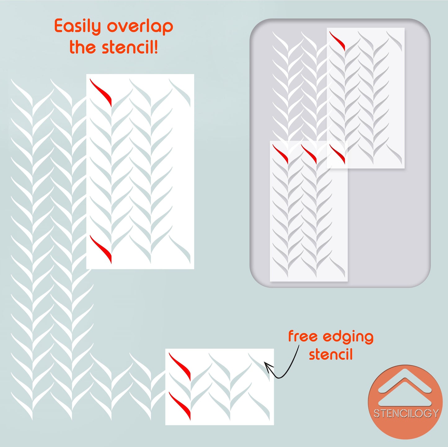 KIZIL - Herringbone - Chevron Stencil - View 5 | Stencilogy