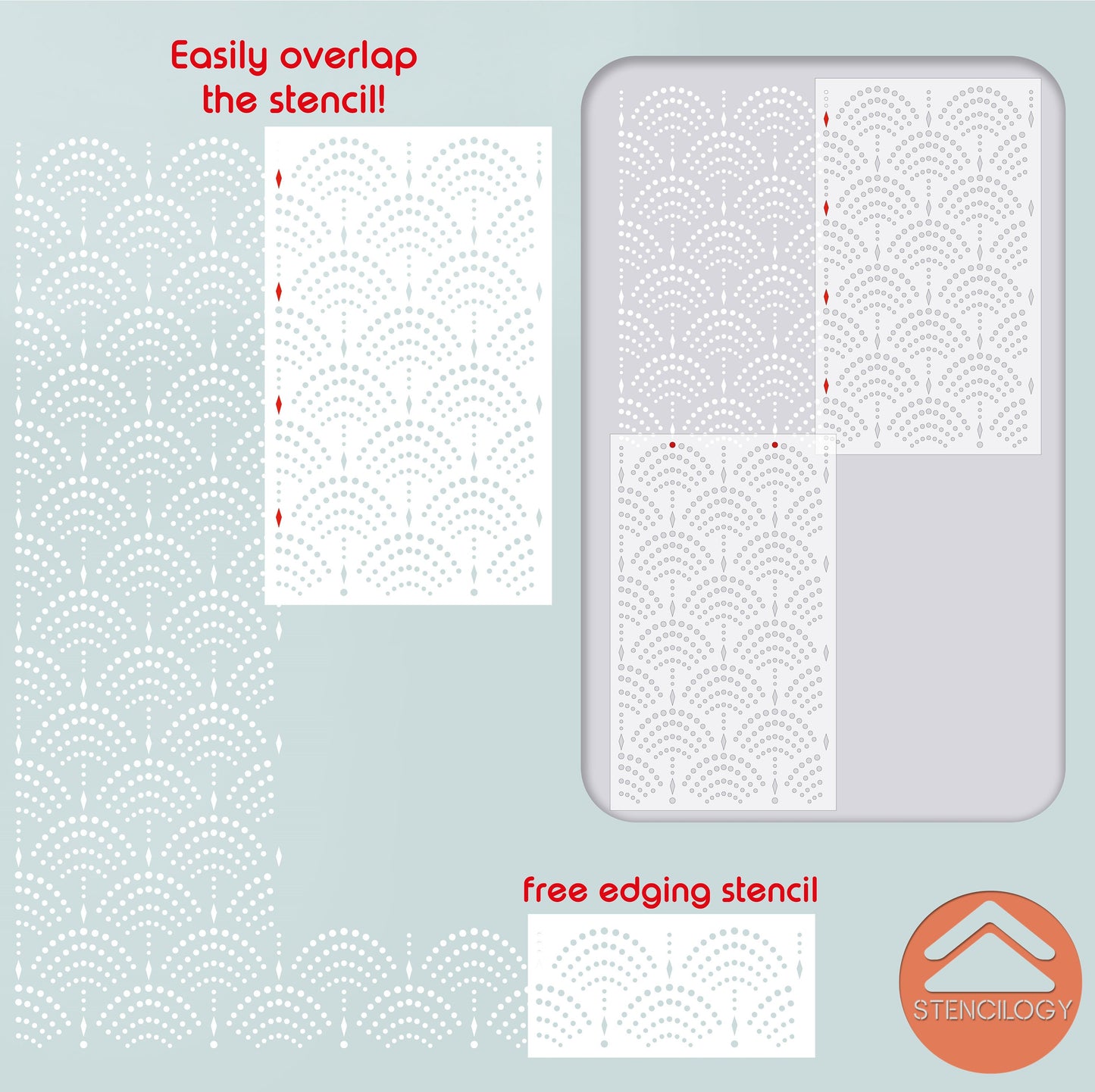 KARASU - Sashiko Stencil / Large Wall Stencil / Large Wall Stencils for Painting / Stencils For Walls / Damask Stencils / WALL STENCIL