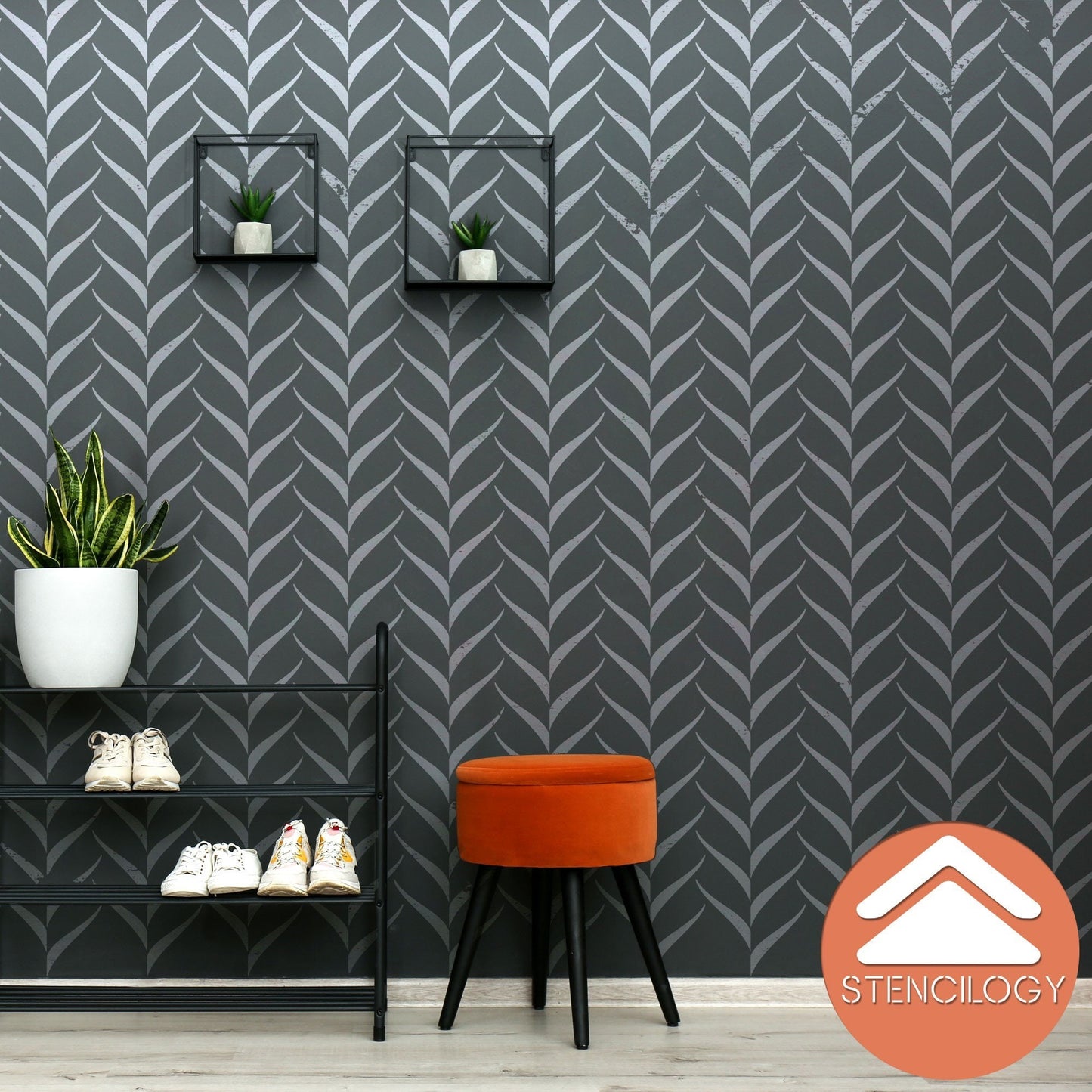 KIZIL - Herringbone - Chevron Stencil - View 4 | Stencilogy
