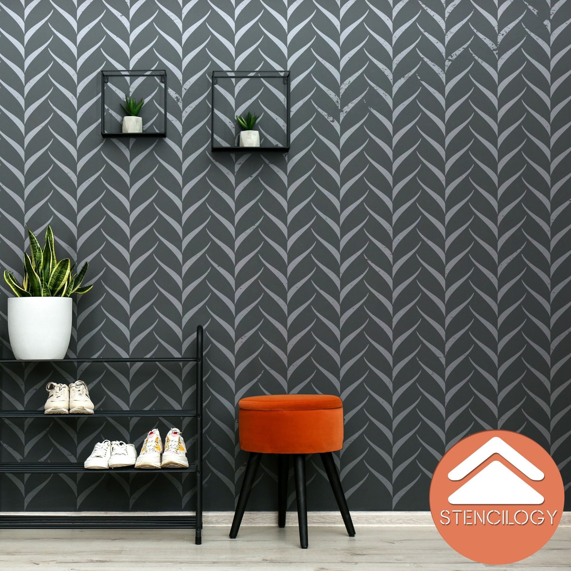 KIZIL - Herringbone - Chevron Stencil - View 4 | Stencilogy
