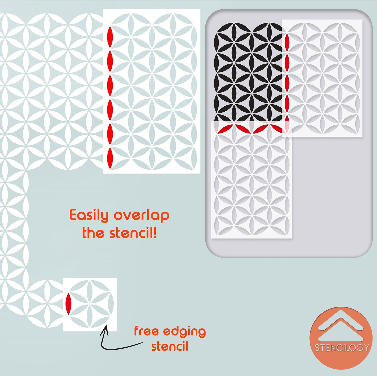 NILE - XL Wall Stencil / Flower of Life Stencil / Wall Stencils for Painting / Stencils For Walls /  Large Floral  Wall STENCIL Pattern
