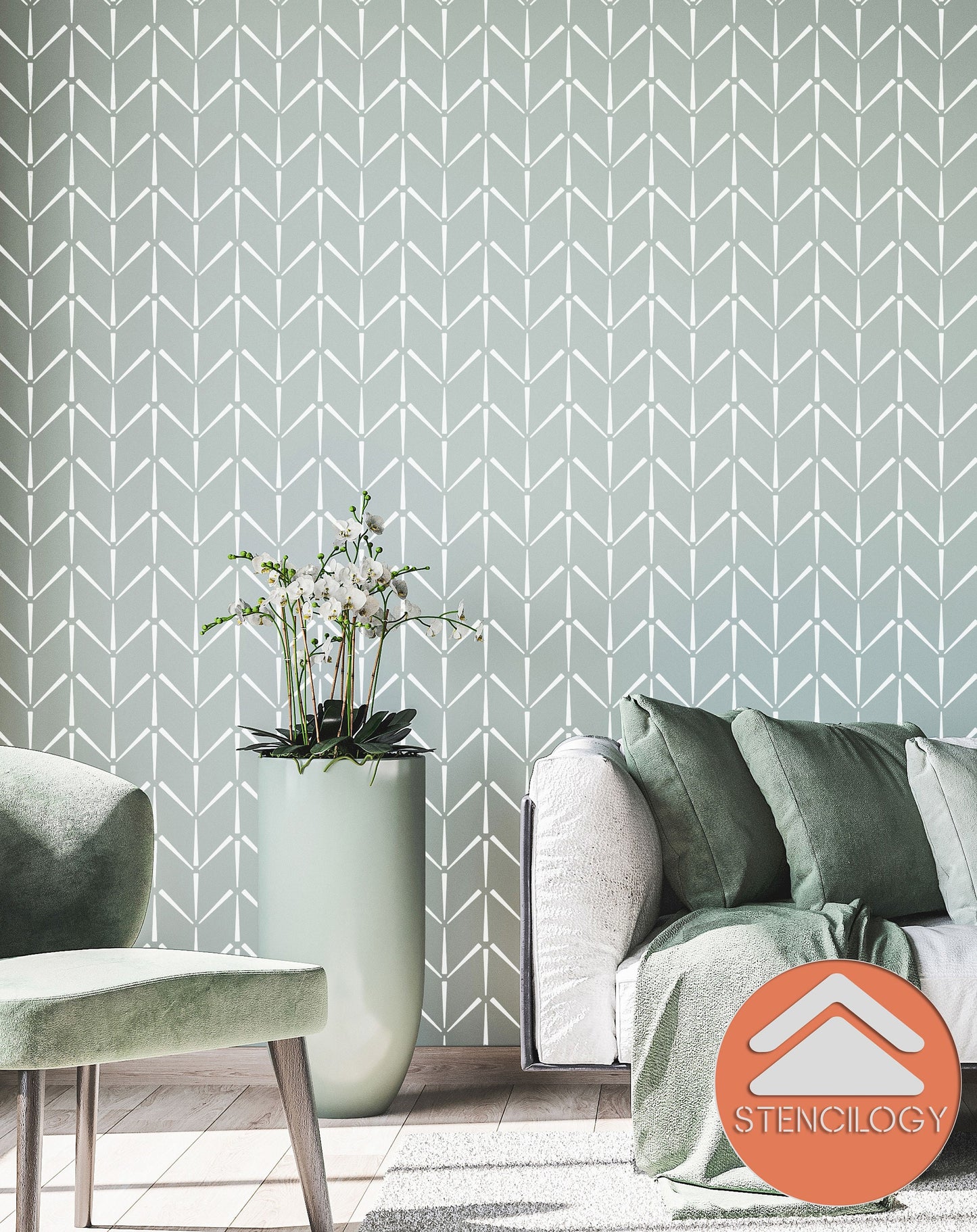 SEN - XL Wall Stencil Herringbone Boho - View 5 | Stencilogy