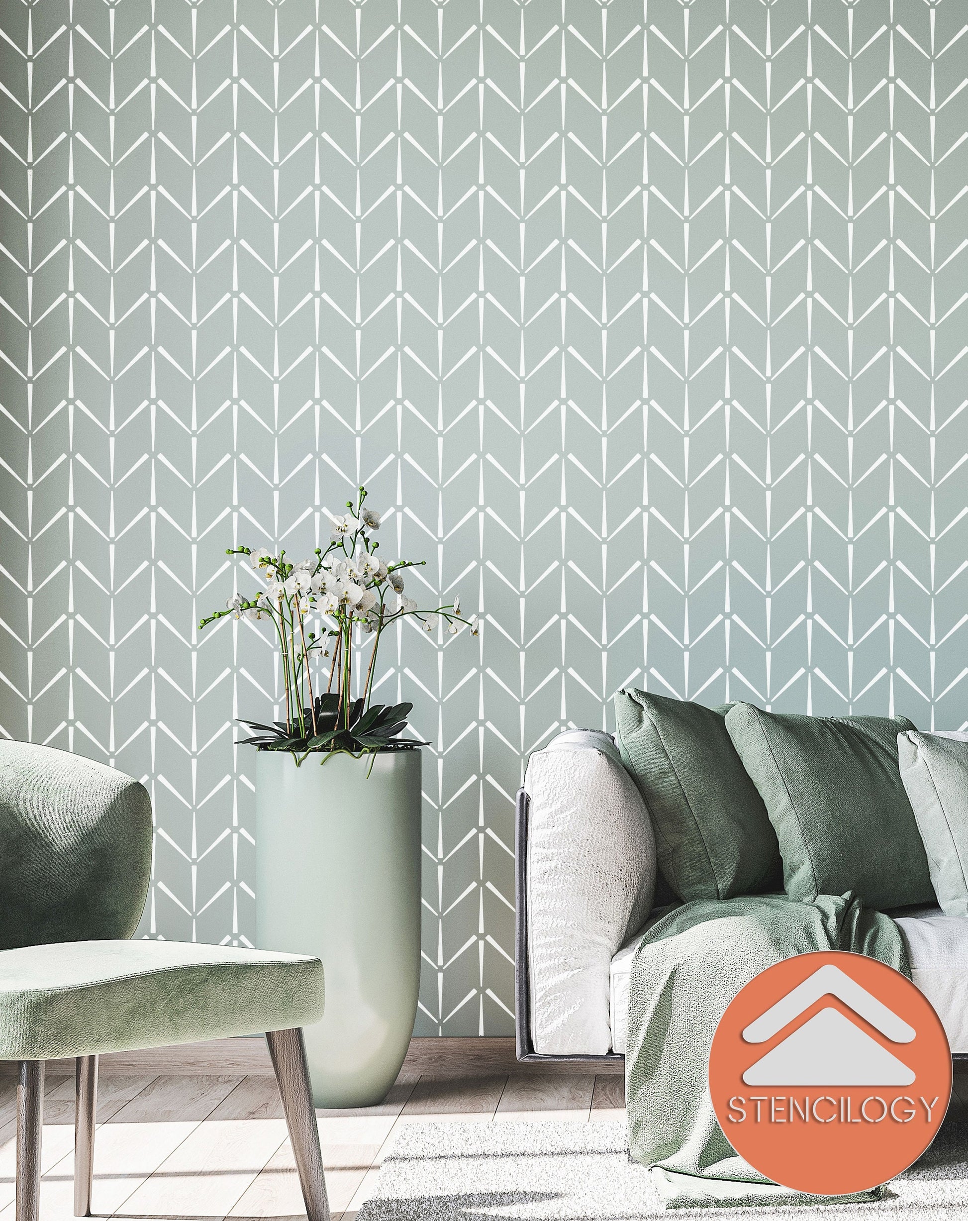 SEN - XL Wall Stencil Herringbone Boho - View 5 | Stencilogy