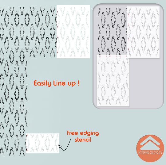 URAL- XL Wall Stencil, Large Allover Wall Stencils for Painting, Stencils for Walls, Large Sashik... - View 6 | Stencilogy