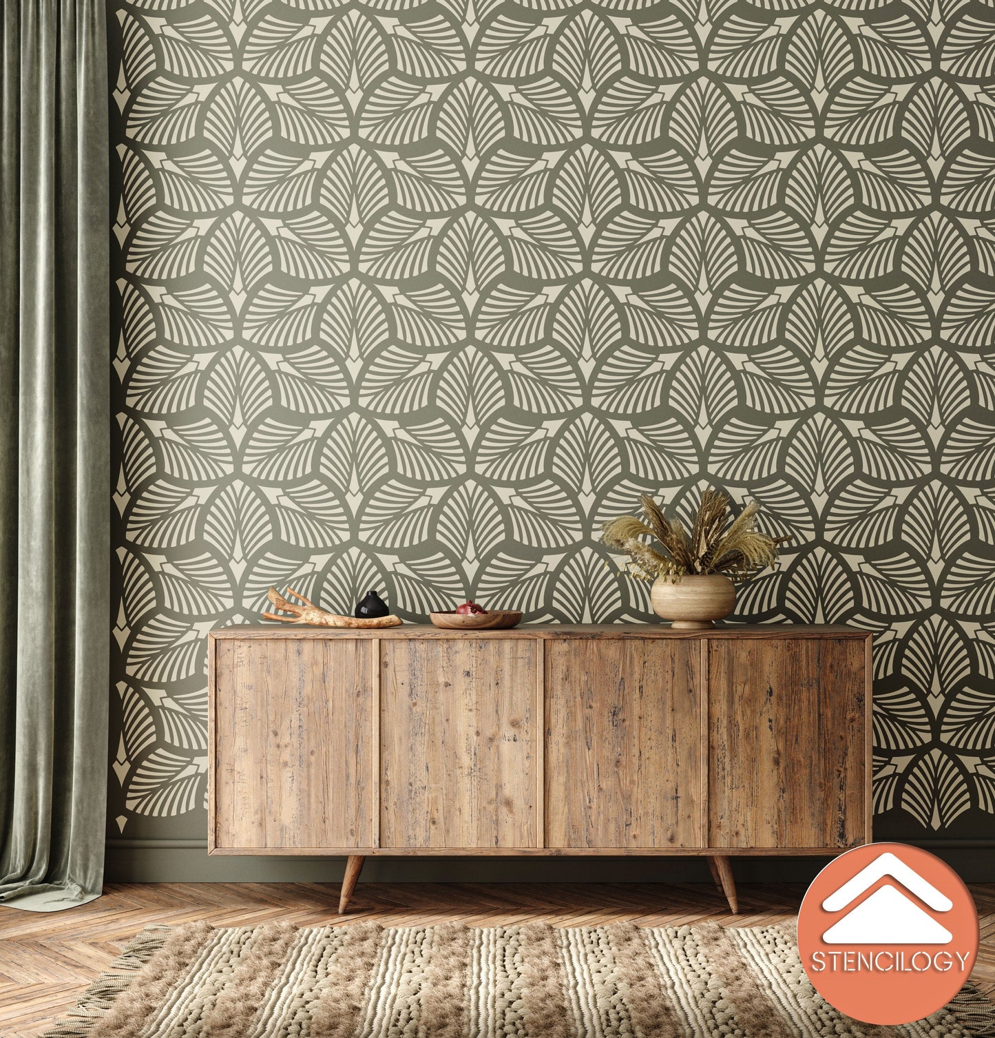 DANUBE - XL Wall Stencil - Palm Leaf - View 3 | Stencilogy